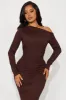 Carolina Off Shoulder Maxi Dress - Brown sold by Fashion Nova