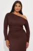 Carolina Off Shoulder Maxi Dress - Brown sold by Fashion Nova
