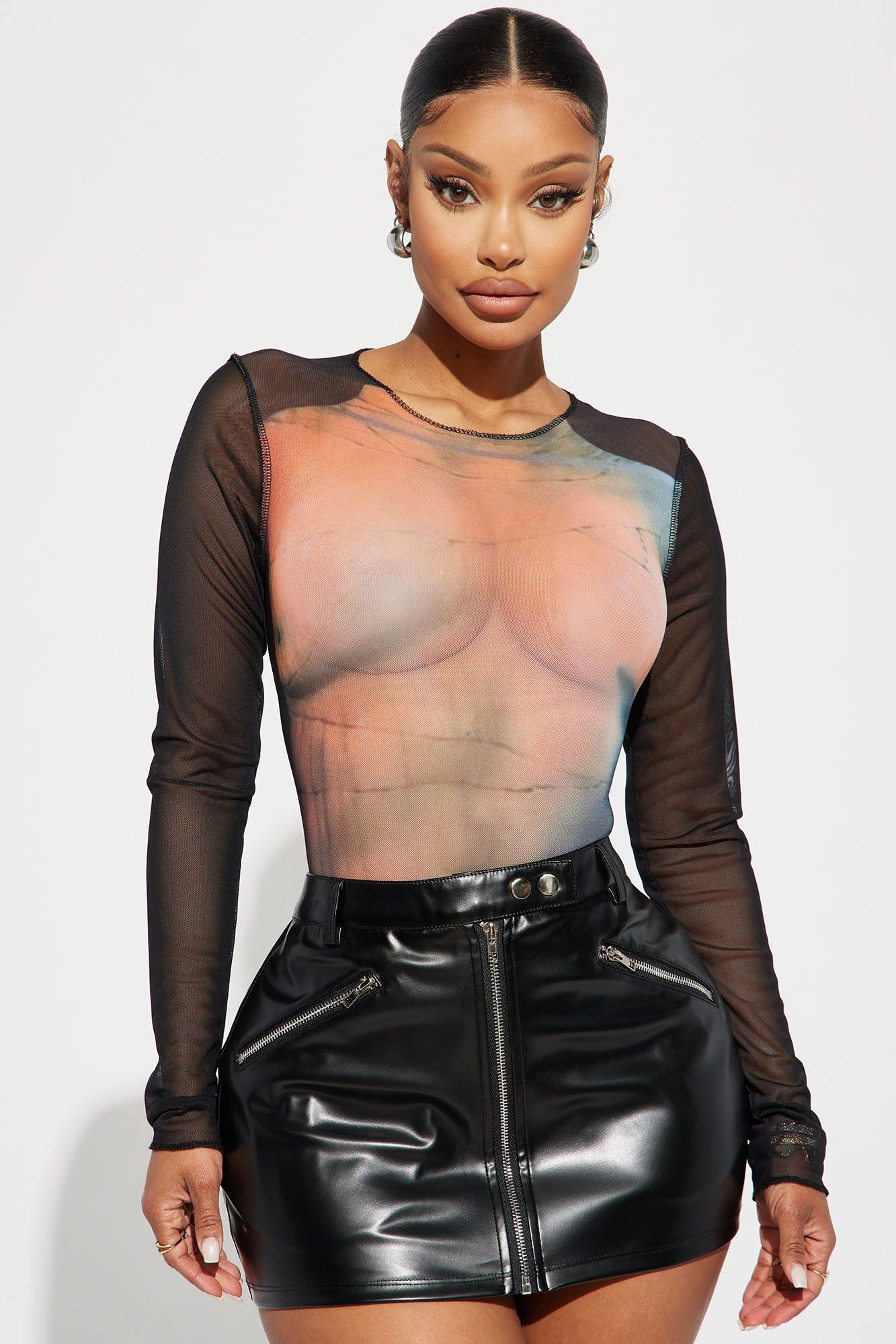 Read My Body Language Mesh Bodysuit - Black/Red sold by Fashion Nova product image thumbnail 3