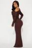 Carolina Off Shoulder Maxi Dress - Brown sold by Fashion Nova