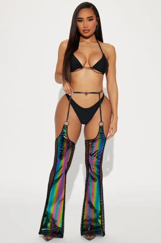 Rave It Out Holographic Chaps - Multi Color sold by Fashion Nova