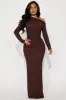 Carolina Off Shoulder Maxi Dress - Brown sold by Fashion Nova