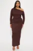 Carolina Off Shoulder Maxi Dress - Brown sold by Fashion Nova
