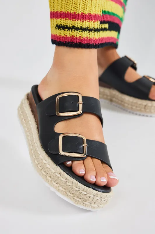 Gianna Platform Buckle Sandals - Black sold by Fashion Nova