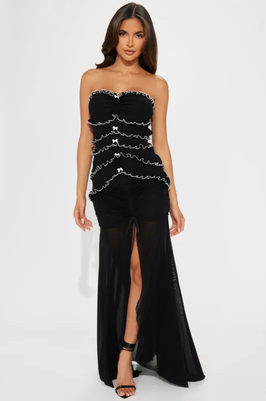 Secret Keeper Mesh Maxi Dress - Black sold by Fashion Nova