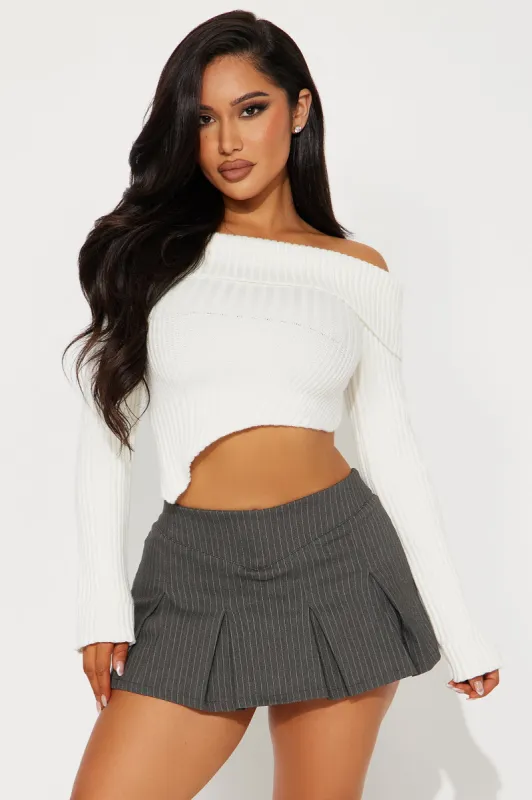 After Midnight Off Shoulder Sweater - White sold by Fashion Nova