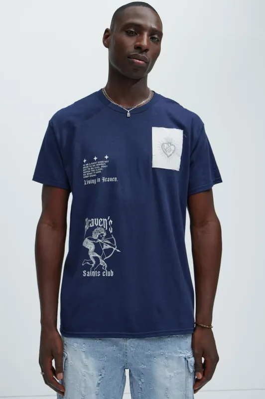 Heaven Saints Club Short Sleeve Tee - Navy sold by Fashion Nova