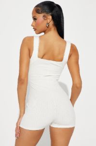 Free Your Mind Ribbed Romper - Ivory sold by Fashion Nova