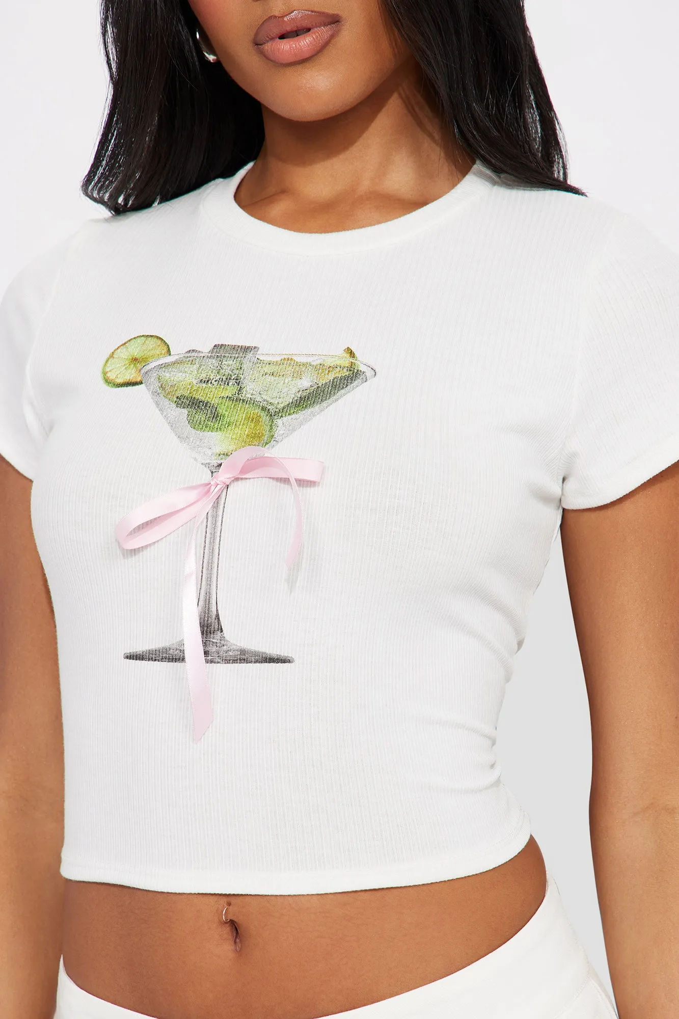 Mojito Please Graphic Tee With Bow - White sold by Fashion Nova
