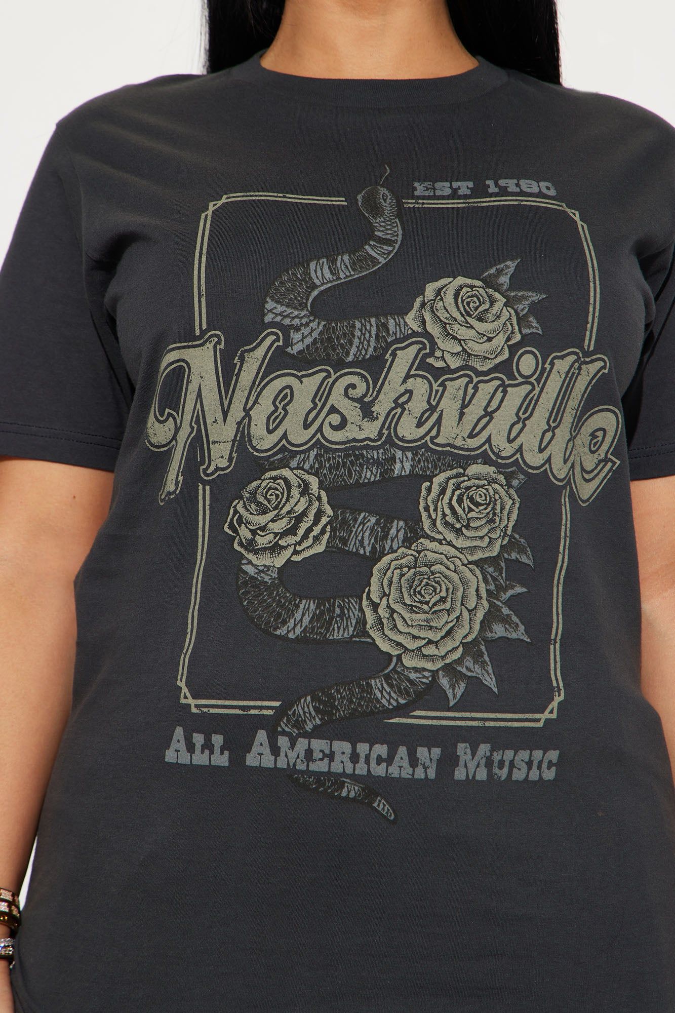 Long Live Nashville Graphic Tee - Black Wash sold by Fashion Nova product image thumbnail 3