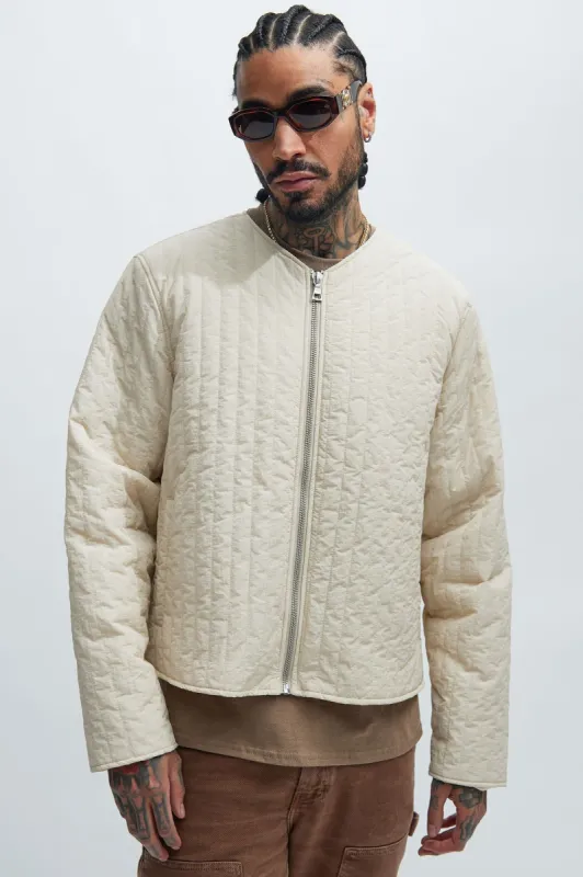 Warren Nylon Zip Jacket - Taupe sold by Fashion Nova