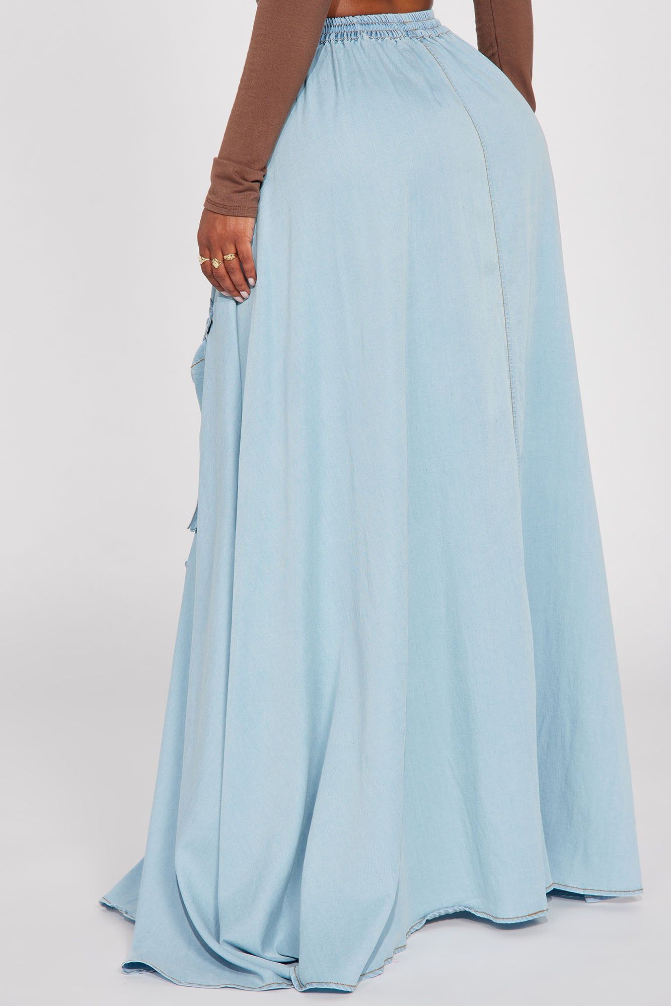 Fashion Statement Cargo Maxi Skirt - Light Wash sold by Fashion Nova product image thumbnail 3