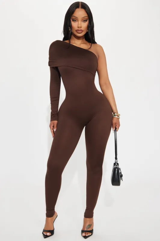 Rochelle Jumpsuit - Brown sold by Fashion Nova
