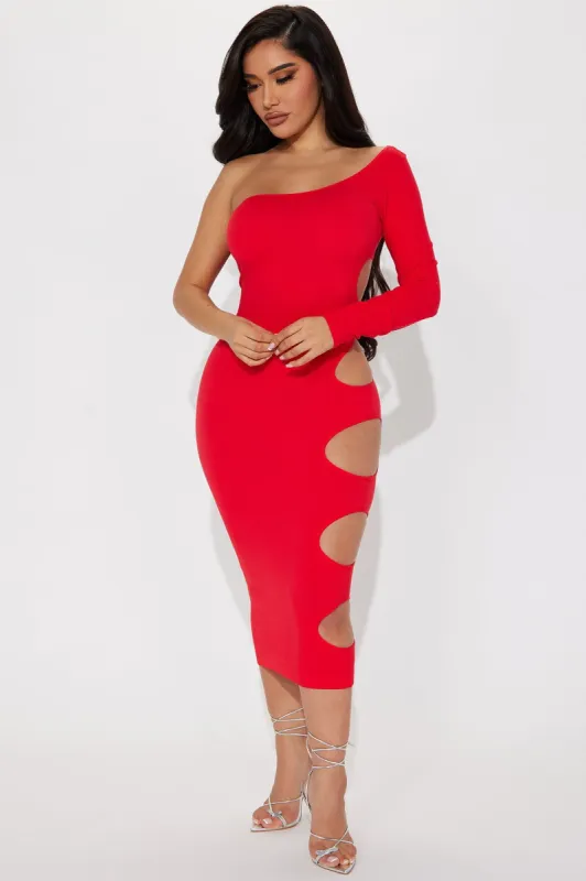 Natalia Seamless Midi Dress - Red sold by Fashion Nova