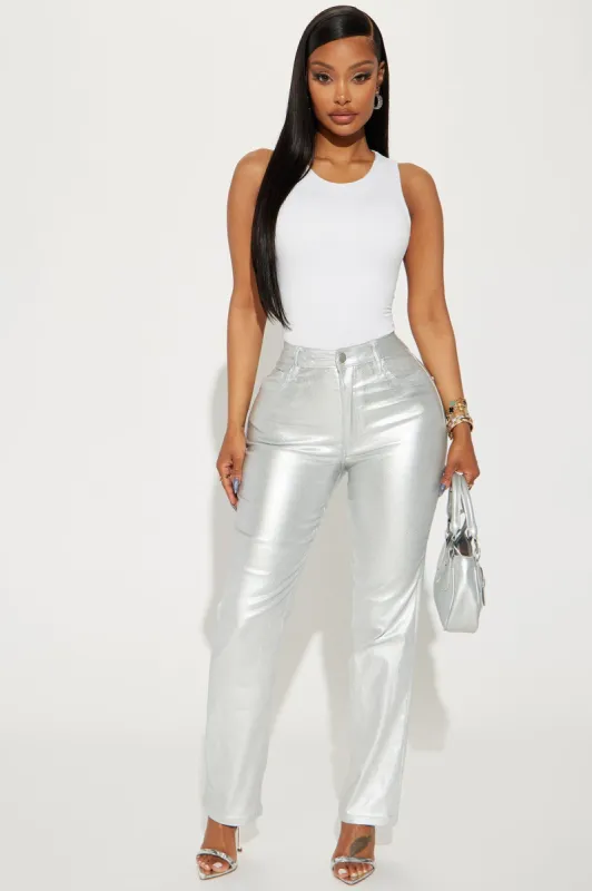 All Good Metallic Pant - Silver sold by Fashion Nova