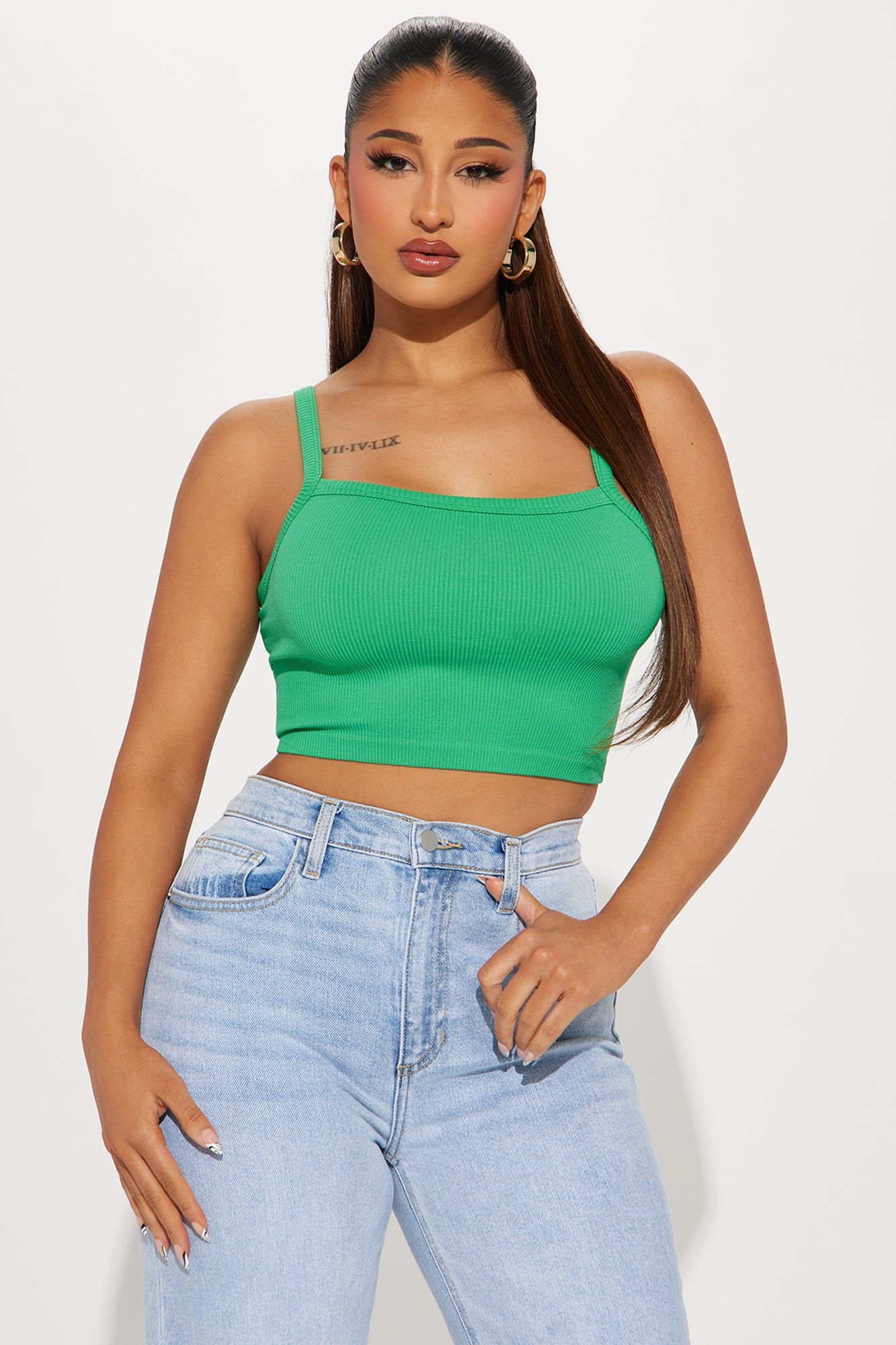 Everyday Cutie Ribbed Seamless Cami - Kelly Green sold by Fashion Nova