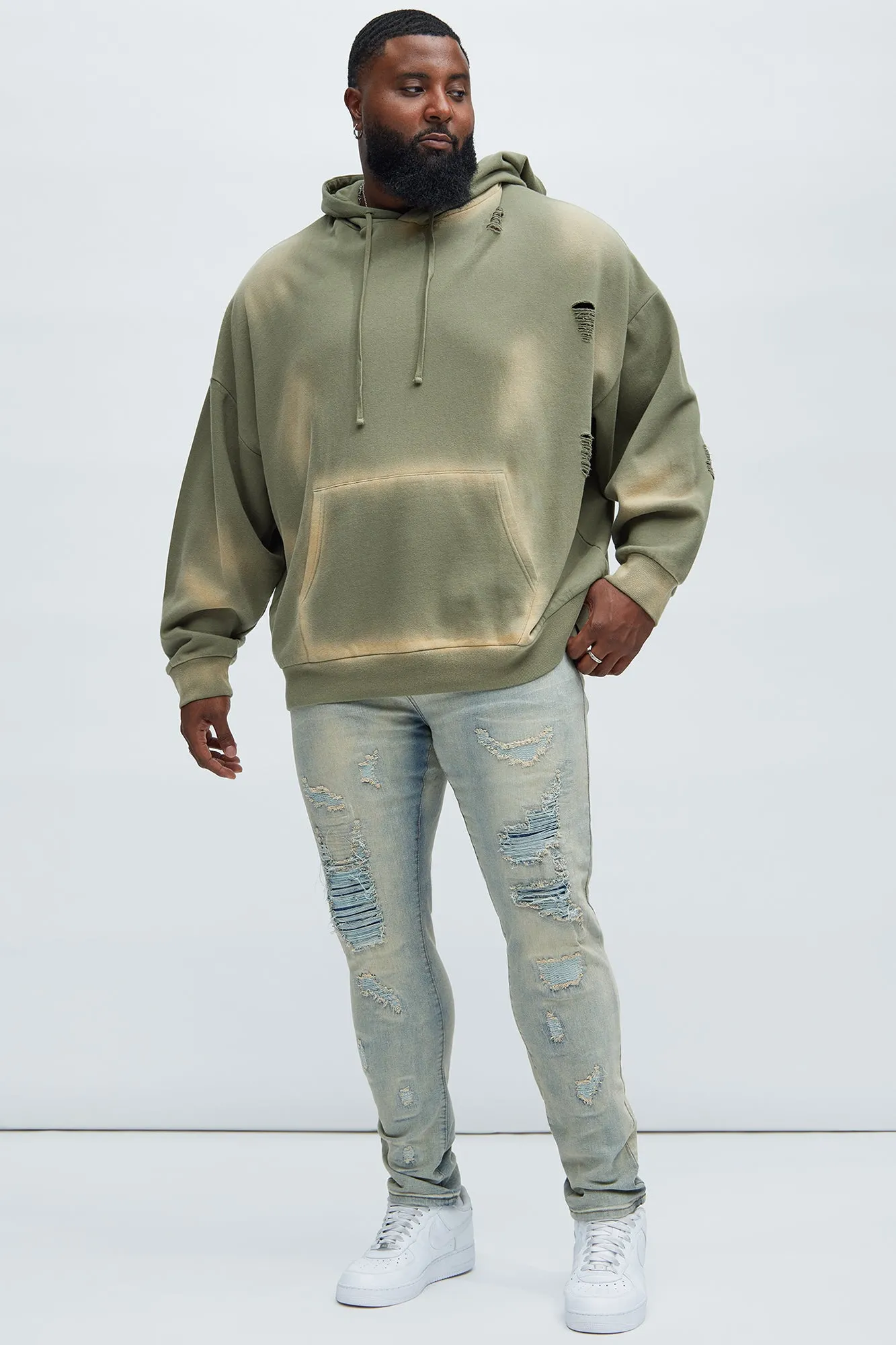 Above It All Ripped Stacked Skinny Jeans - Vintage Blue Wash sold by Fashion Nova product image thumbnail 2