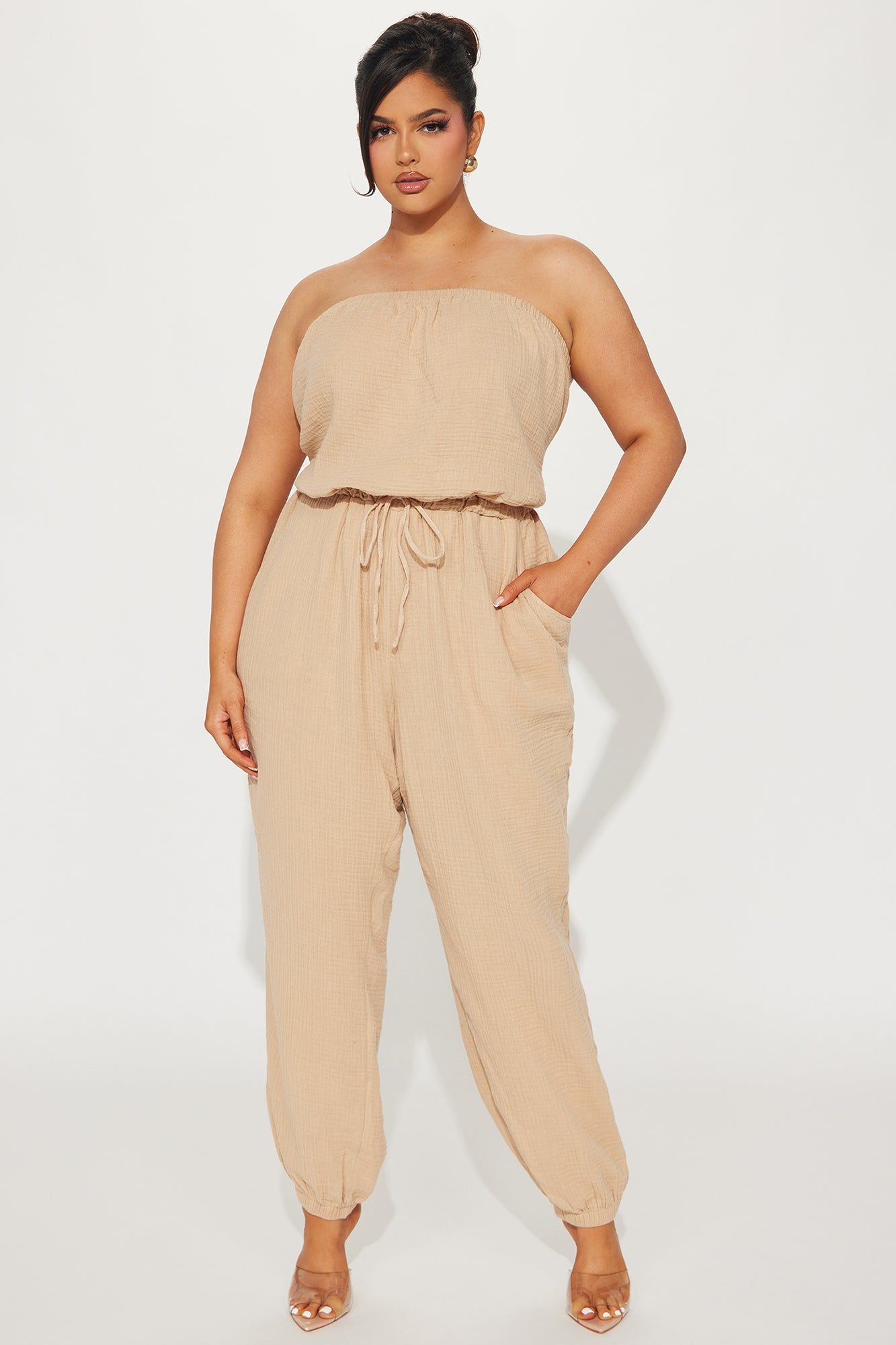 Beach Babe Gauze Jumpsuit - Taupe sold by Fashion Nova product image thumbnail 4