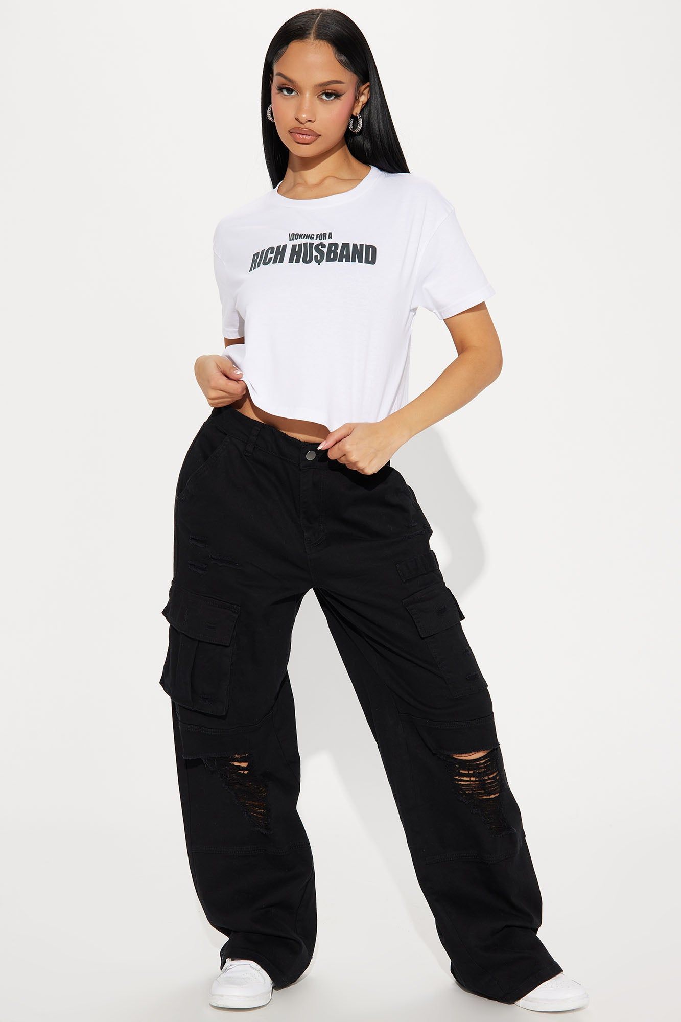 Looking For a Rich Husband Crop Top - White sold by Fashion Nova product image thumbnail 2