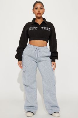 Luna Cargo Lounge Jogger - Heather Grey sold by Fashion Nova