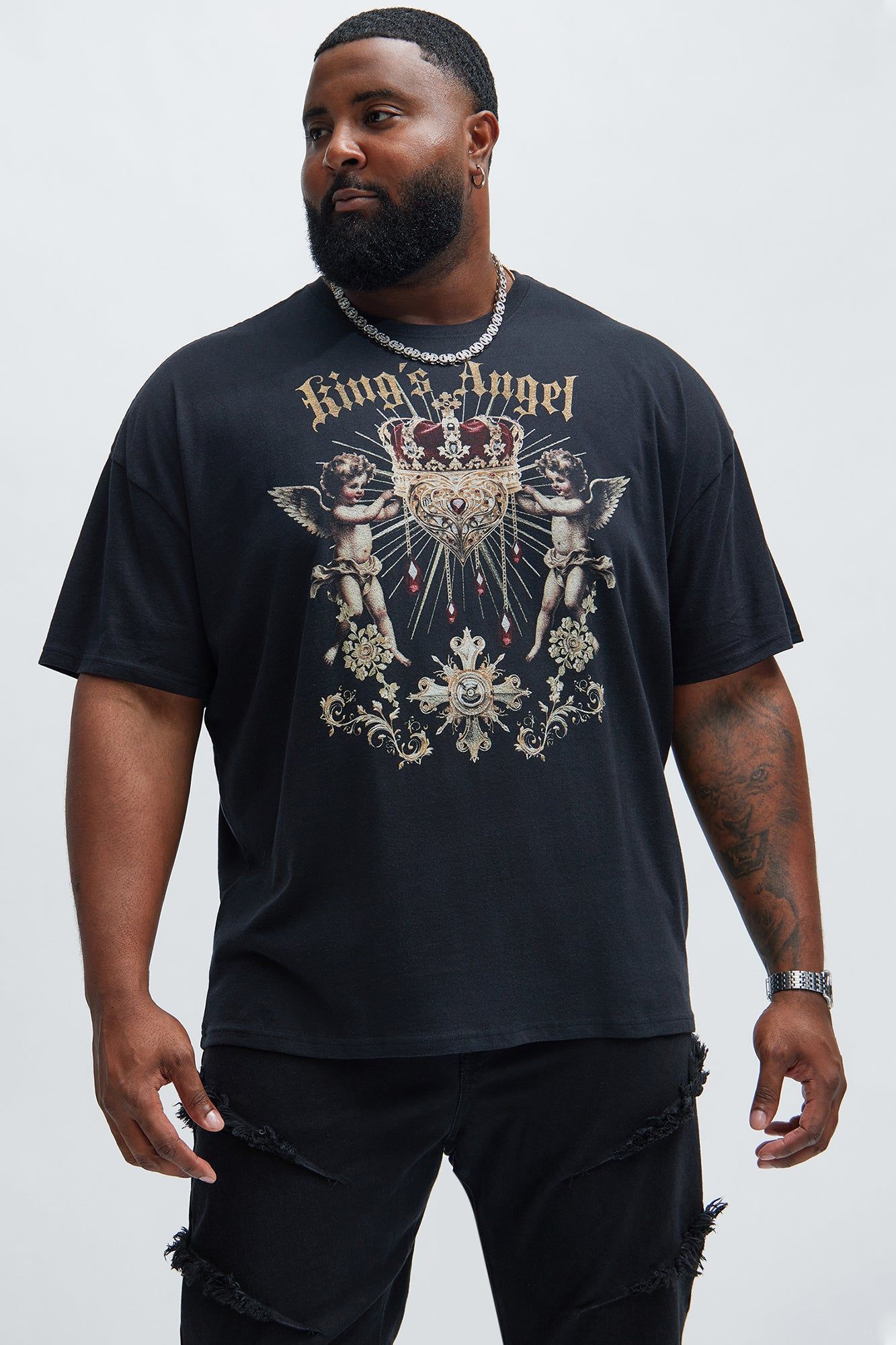 Kings Angel Oversize Short Sleeve Tee - Black sold by Fashion Nova product image thumbnail 4