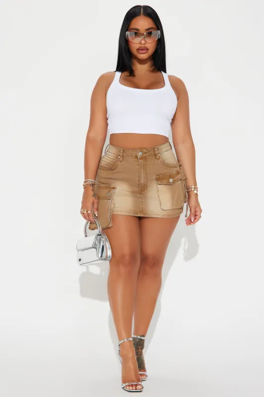 Major Mood Mineral Wash Cargo Mini Skirt - Khaki sold by Fashion Nova