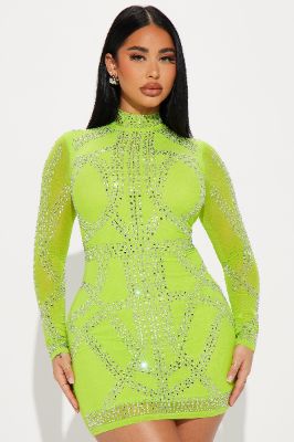 Brittney Embellished Mini Dress - Lime sold by Fashion Nova