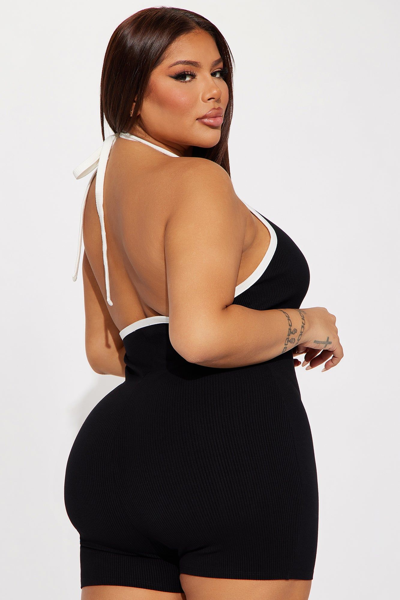 Miami Light Snatched Romper - Black/White sold by Fashion Nova product image thumbnail 6