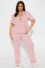 Chill Vibes Only Ribbed PJ Pant Set - Mauve/combo sold by Fashion Nova