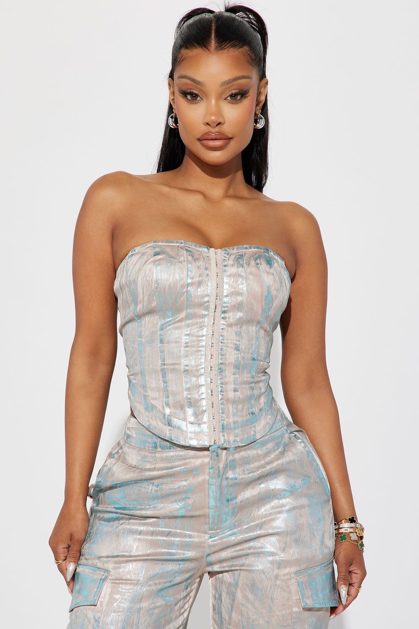 Ava Metallic Pant Set - Taupe sold by Fashion Nova product image thumbnail 2