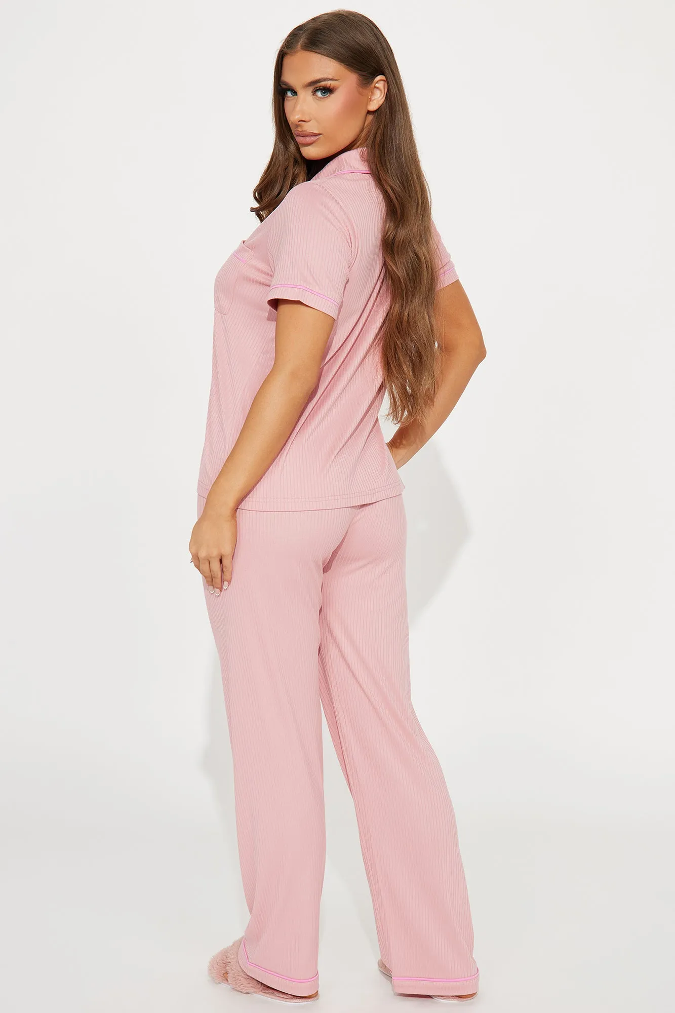 Chill Vibes Only Ribbed PJ Pant Set - Mauve/combo sold by Fashion Nova product image thumbnail 3