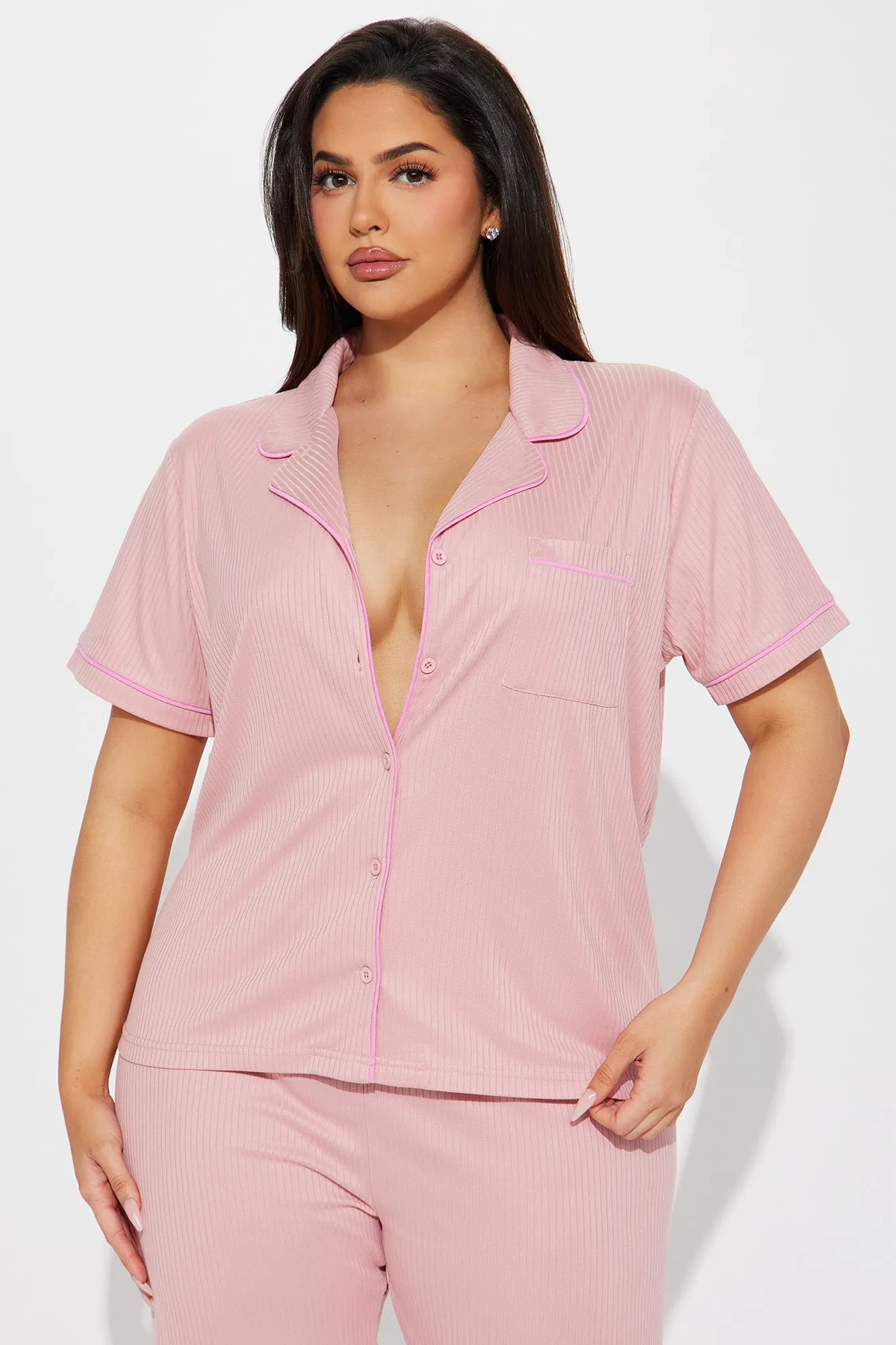 Chill Vibes Only Ribbed PJ Pant Set - Mauve/combo sold by Fashion Nova product image thumbnail 5