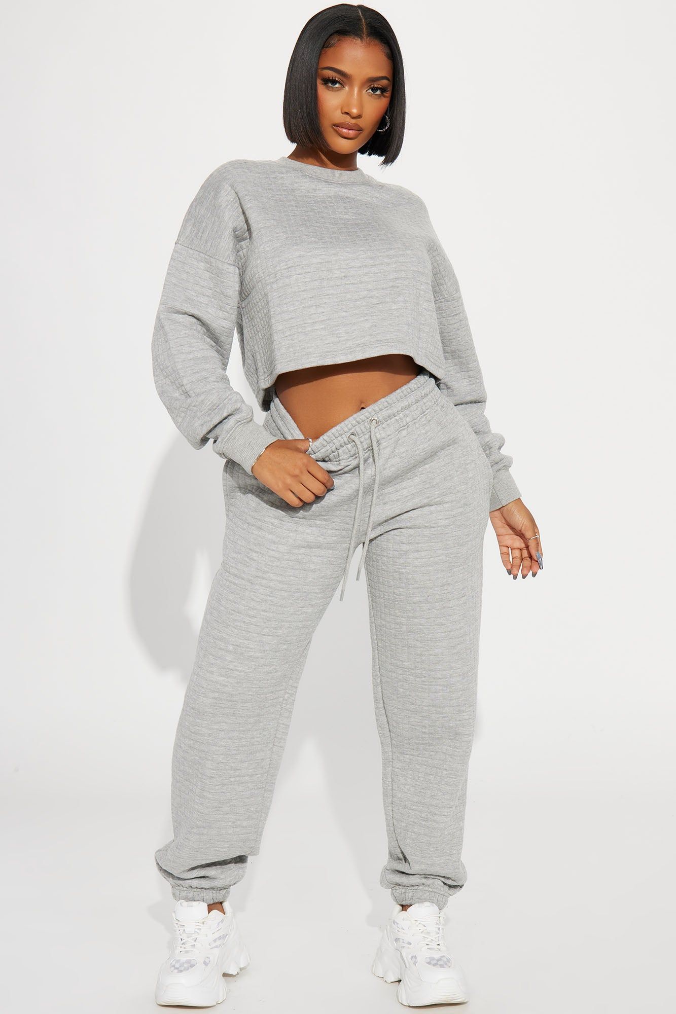 Chill With Me Joggers - Heathered Grey sold by Fashion Nova