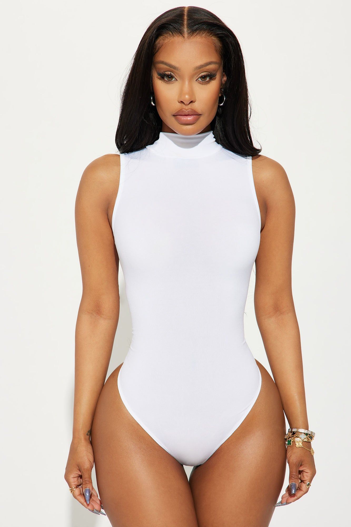 Too Good To Be True Sleeveless Bodysuit - White sold by Fashion Nova