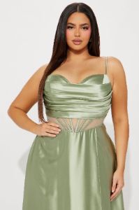 Kaylee Satin Gown - Sage sold by Fashion Nova