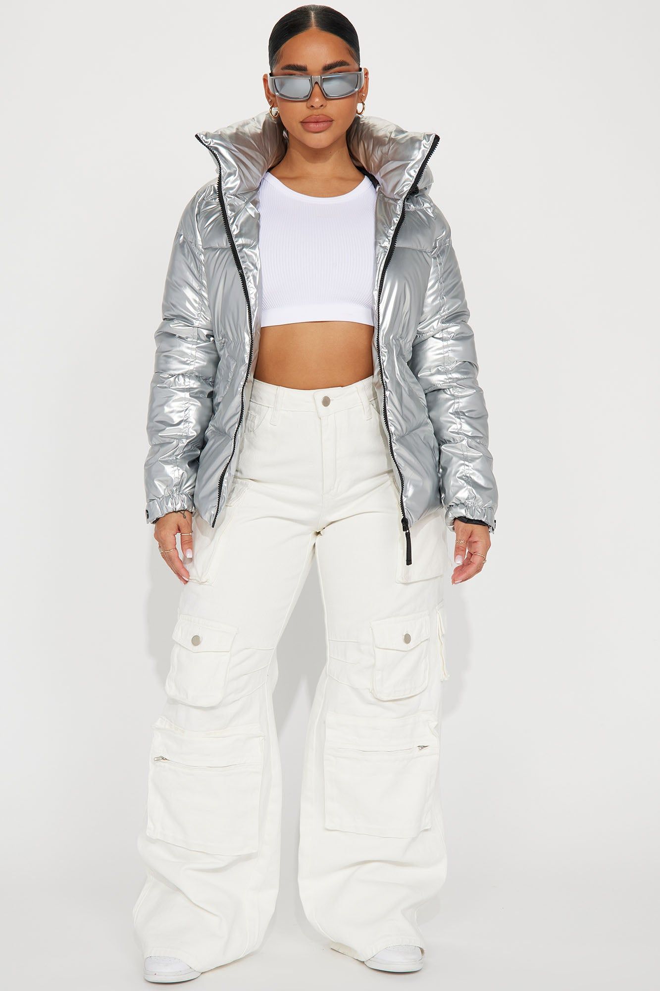 I Need Space Metallic Puffer Jacket - Silver sold by Fashion Nova product image thumbnail 2