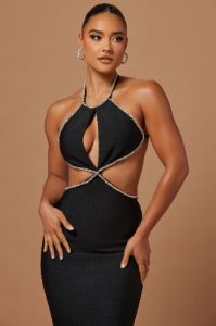 Vivica Embellished Maxi Dress - Black sold by Fashion Nova