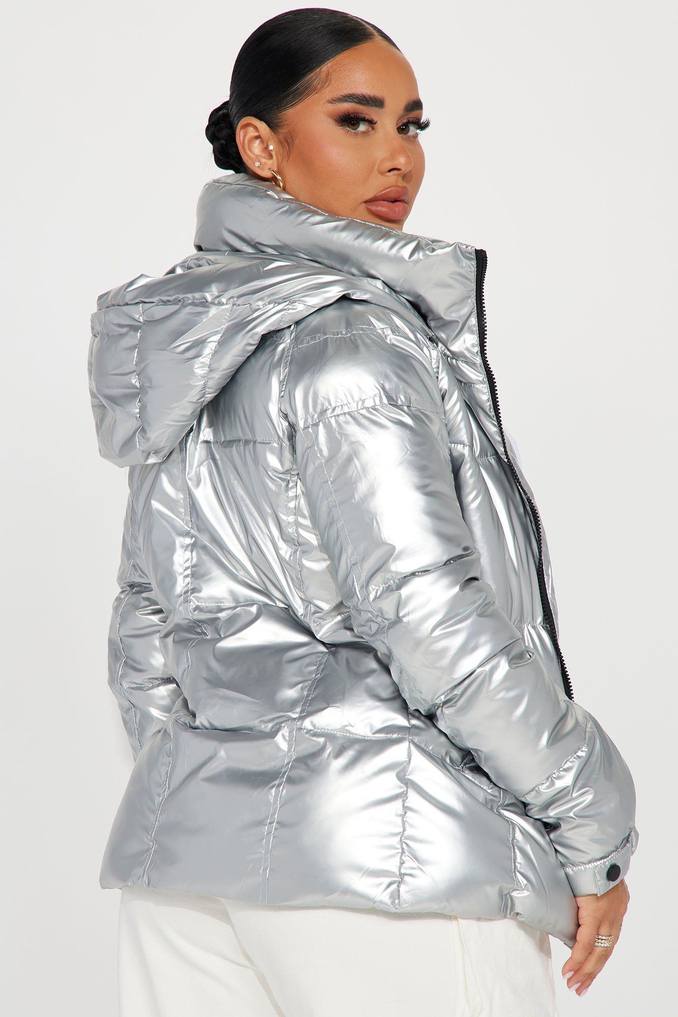 I Need Space Metallic Puffer Jacket - Silver sold by Fashion Nova product image thumbnail 3
