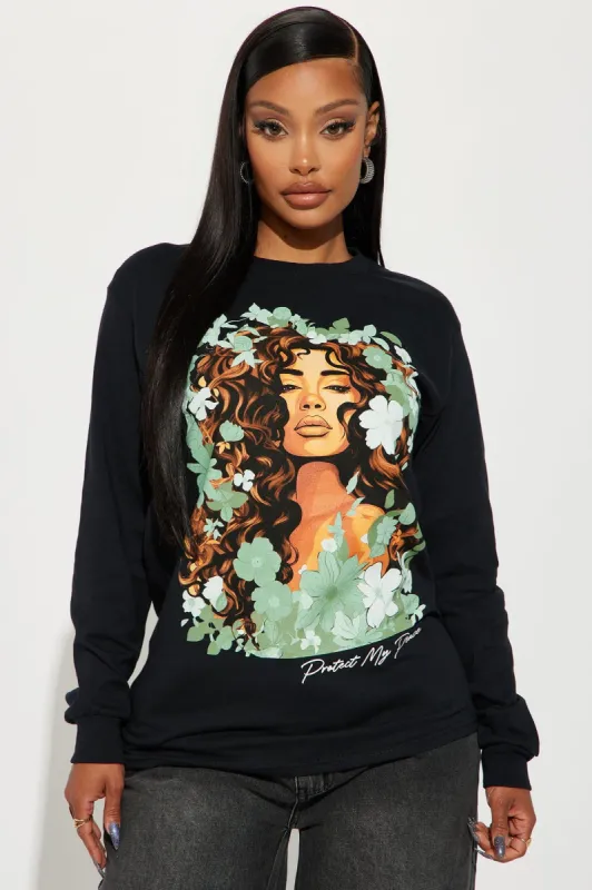 Protect My Peace Long Sleeve Tee - Black sold by Fashion Nova