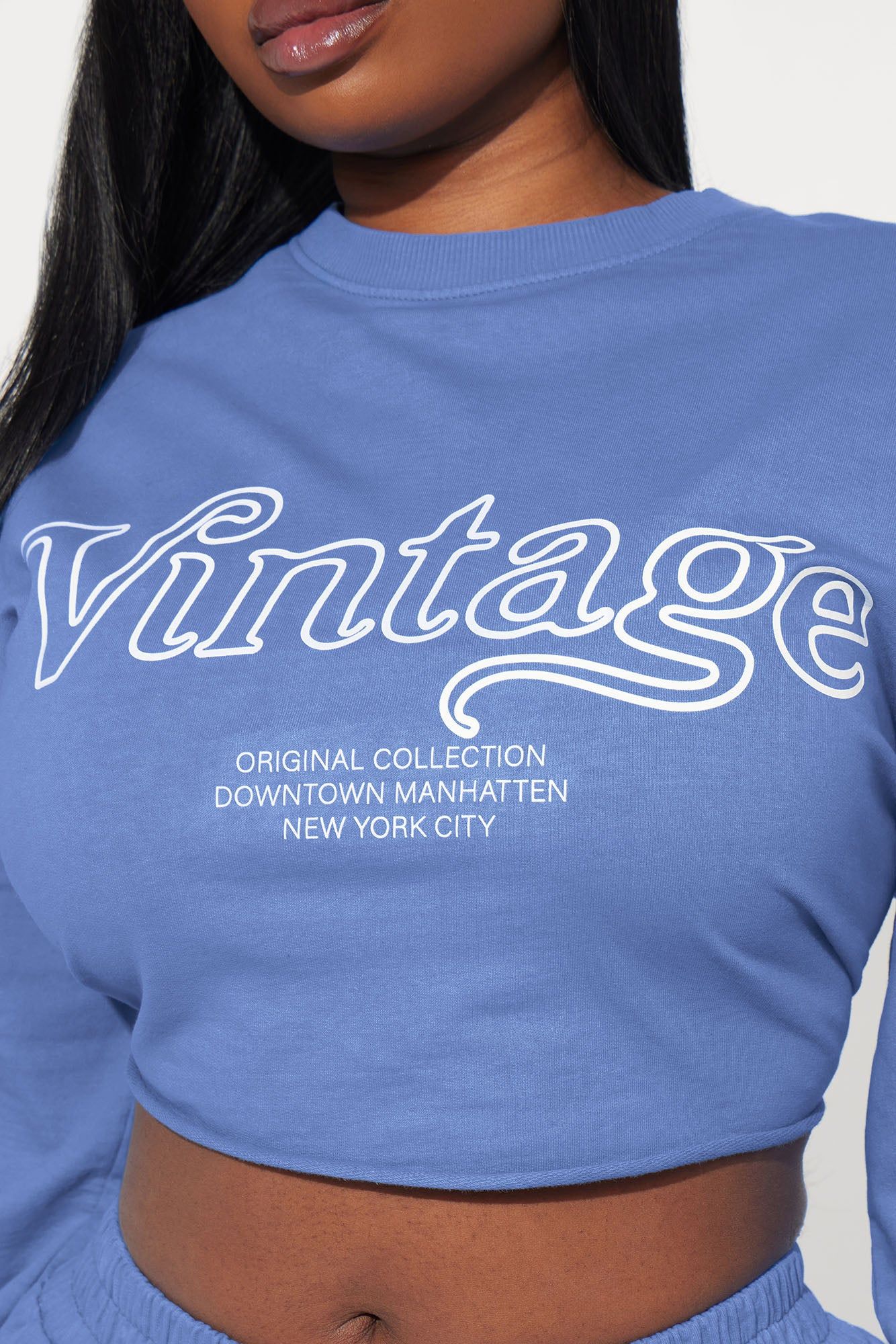 Manhattan Cropped Sweatshirt - Blue sold by Fashion Nova product image thumbnail 5