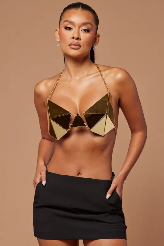 Trista Mirror Bralette - Gold sold by Fashion Nova