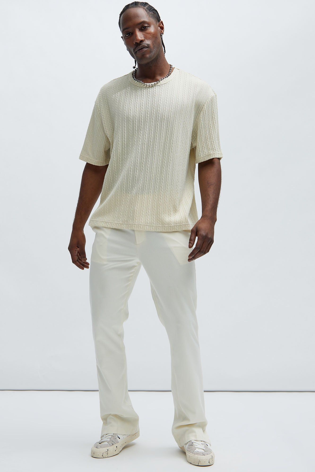 Kellen Textured Relaxed Tee - Off White sold by Fashion Nova