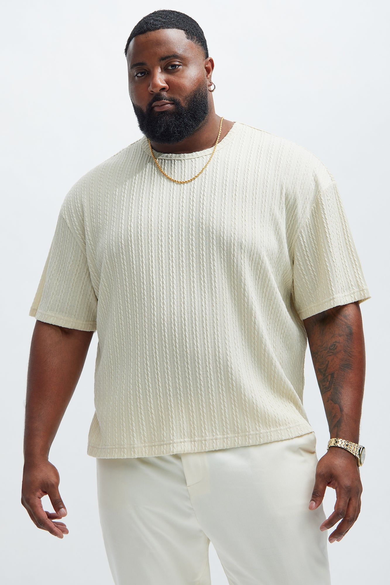 Kellen Textured Relaxed Tee - Off White sold by Fashion Nova product image thumbnail 5