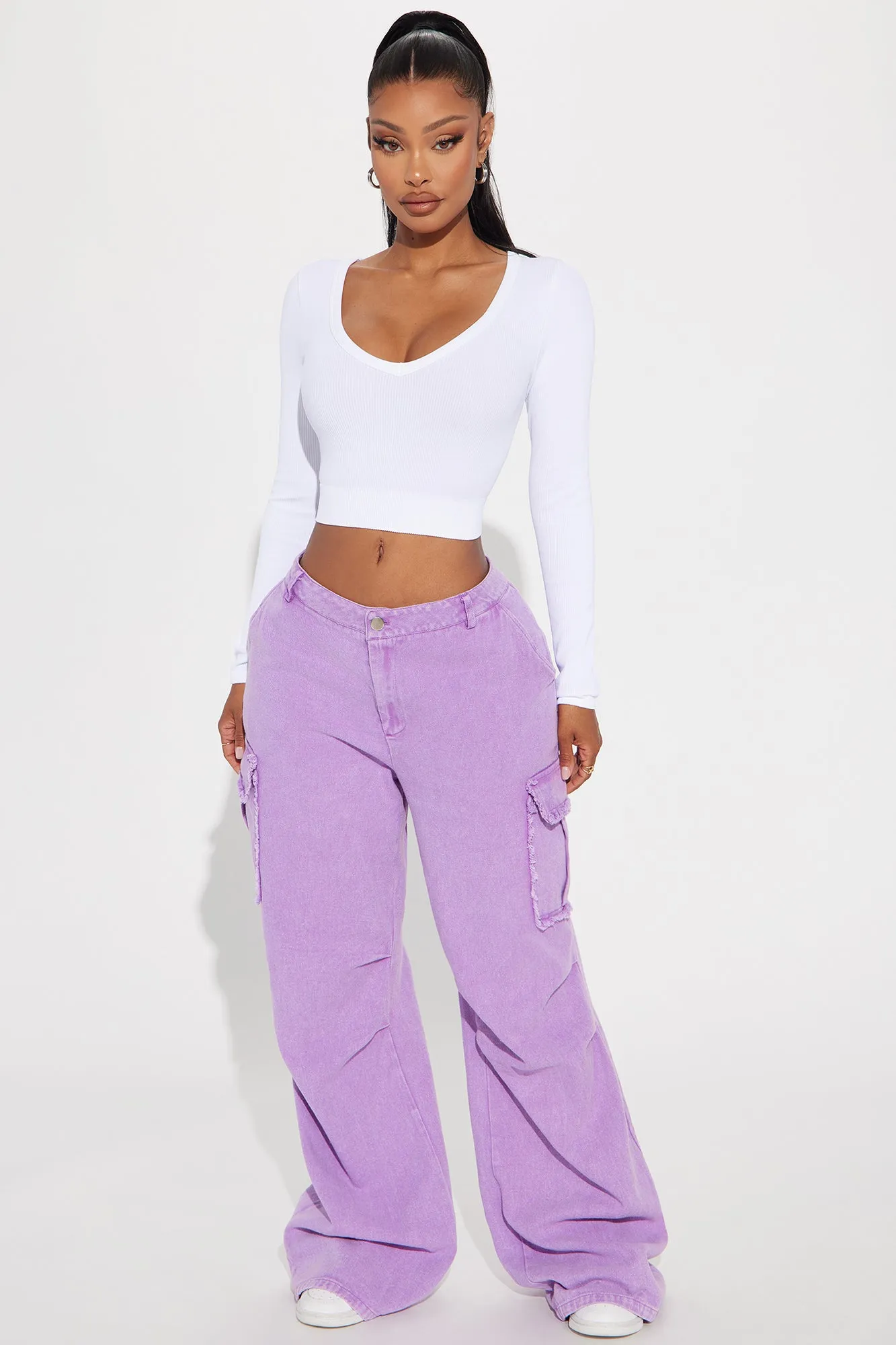 Kelly V Neck Long Sleeve Top - White sold by Fashion Nova product image thumbnail 2