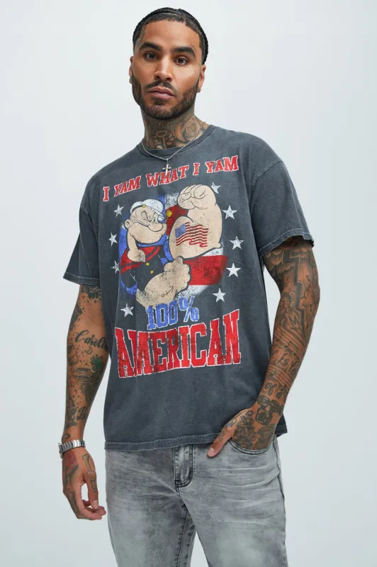 Popeye 100% American Short Sleeve Tee - Charcoal sold by Fashion Nova