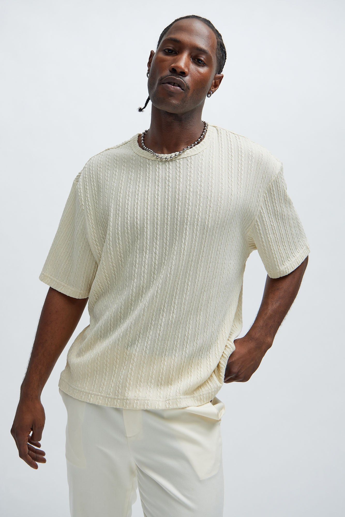 Kellen Textured Relaxed Tee - Off White sold by Fashion Nova product image thumbnail 2