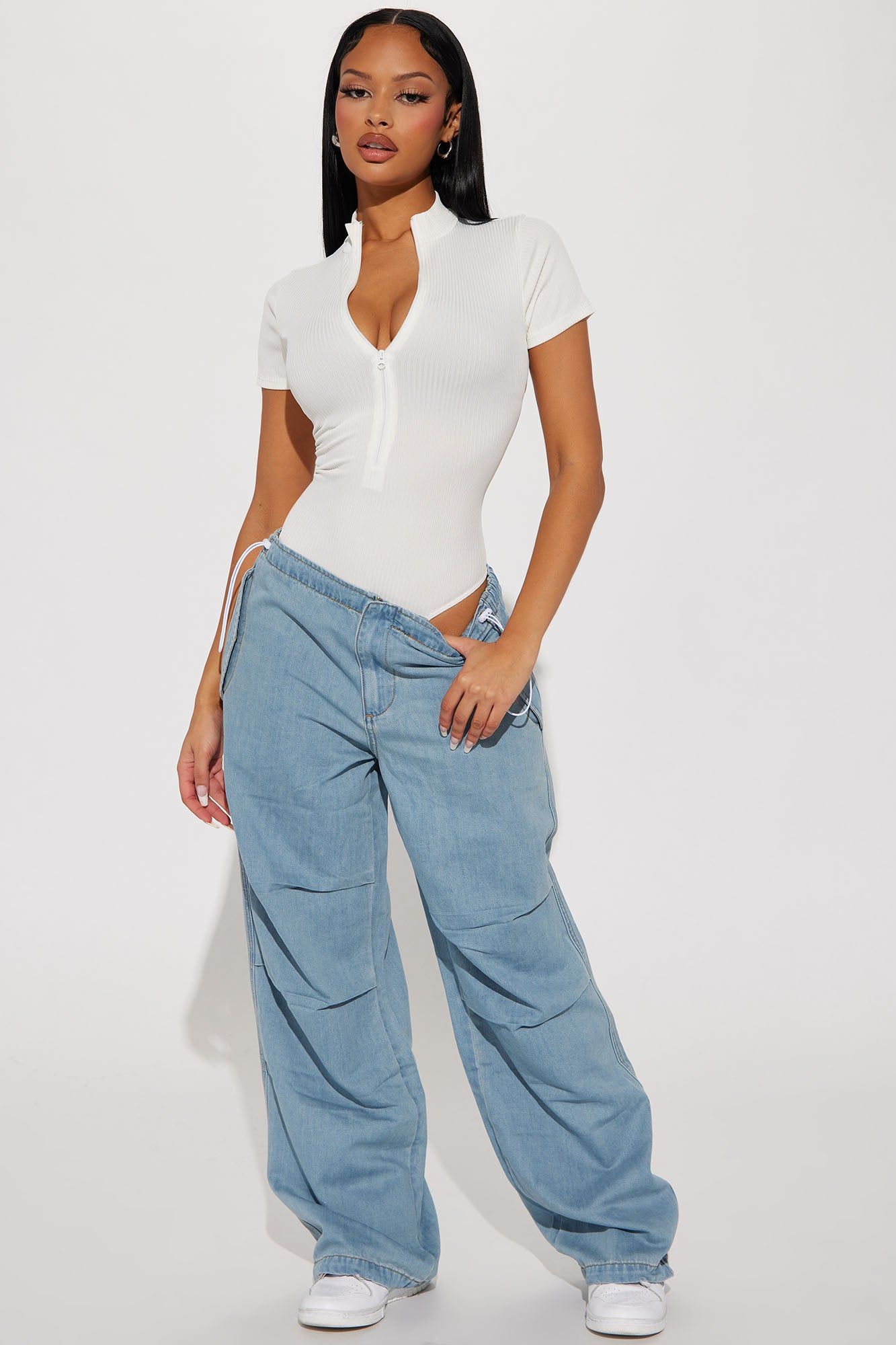 Marley Half Zip Bodysuit - White sold by Fashion Nova product image thumbnail 2