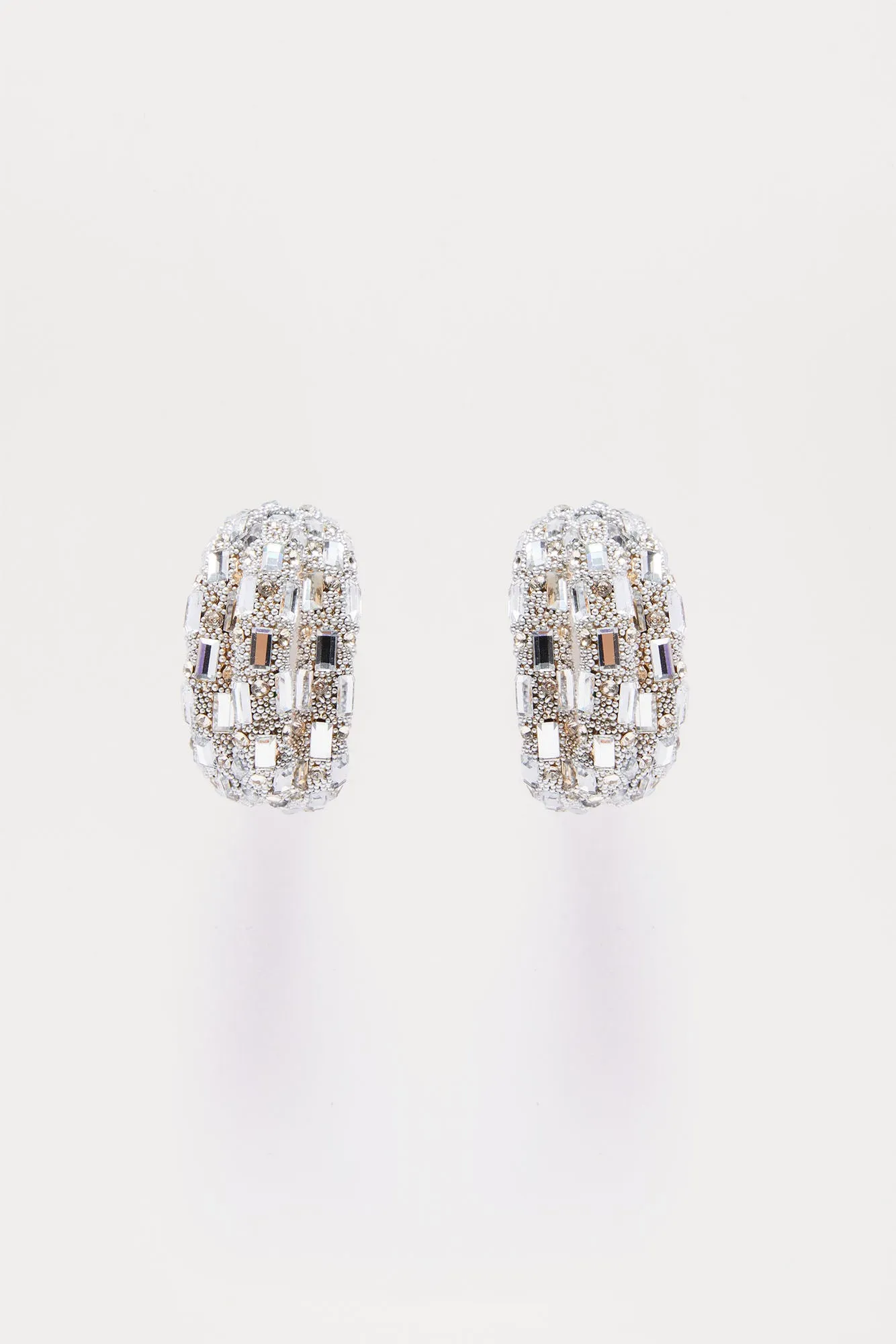 Bring The Shine Hoop Earrings - Gold/Clear sold by Fashion Nova