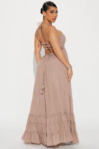 Hayley Halter Maxi Dress - Mocha sold by Fashion Nova
