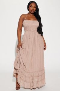 Hayley Halter Maxi Dress - Mocha sold by Fashion Nova